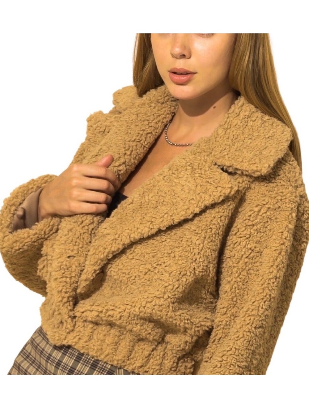 Hyfve Cozy Sherpa Ladies Brown  cropped jacket